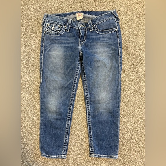 Y2K True Religion Women's Lowrise Skinny Capri Denim Jeans Size 28 - Picture 1 of 9